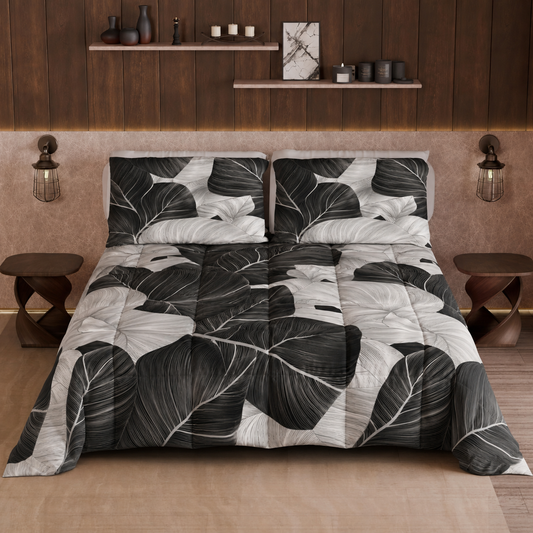 Duvet, Double Quilt, Single, Square and Half Tropical 05 Black