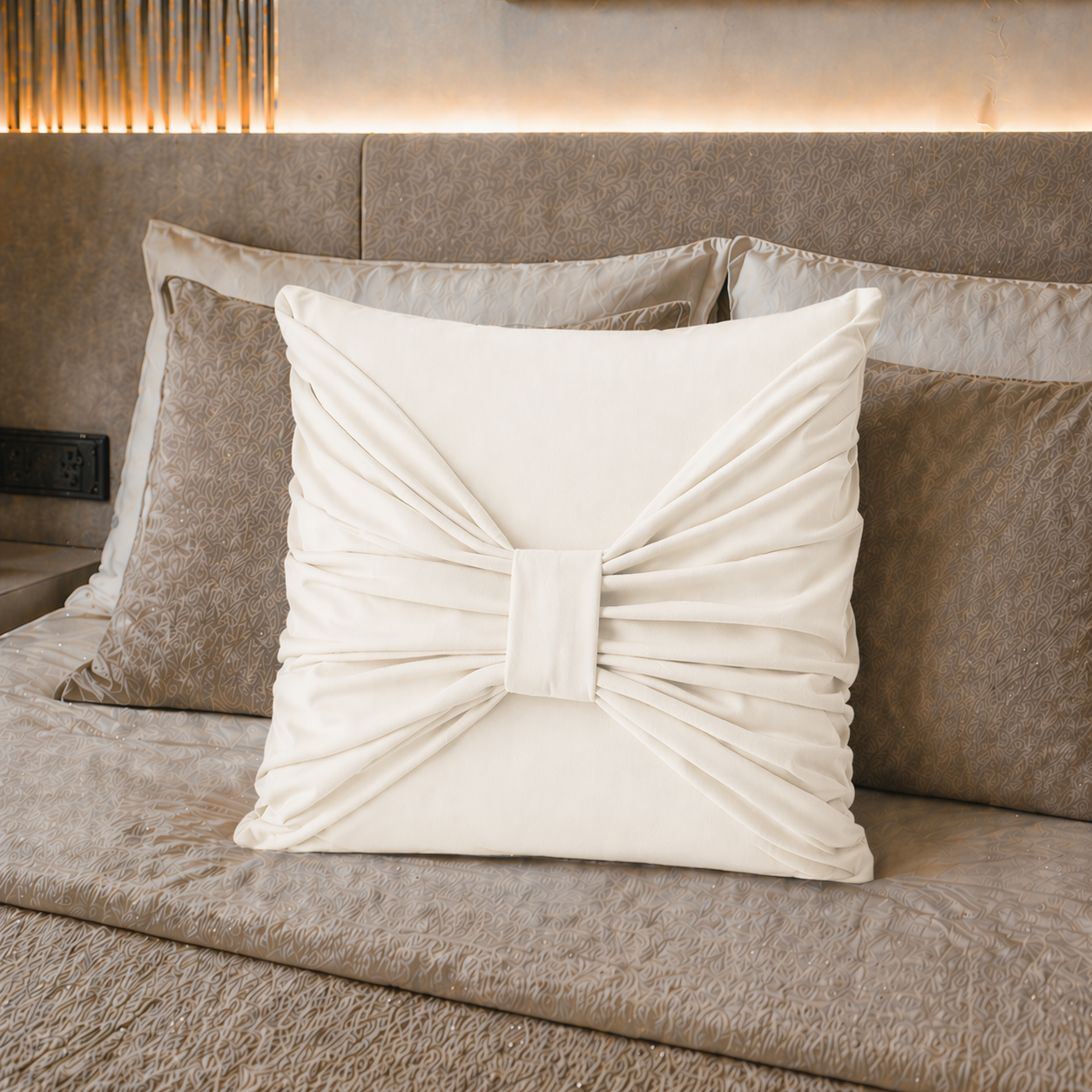 Cuscini Arredo in Velluto 1pz, Cuscini divano Elite Bianco Latte