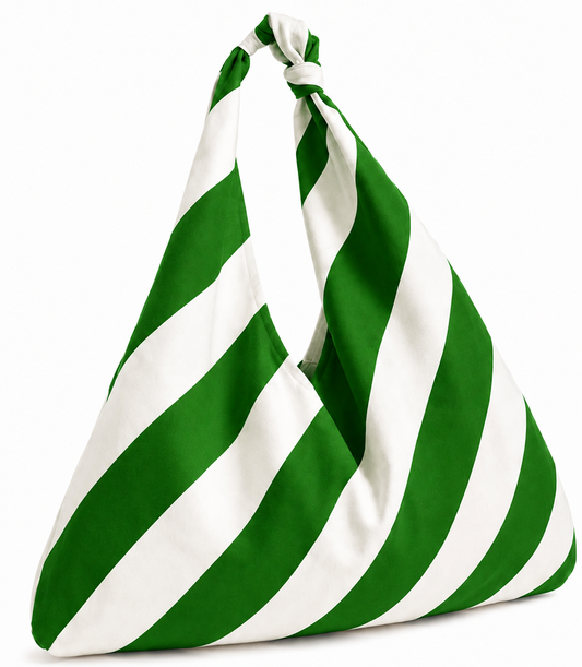 Borsa Modello Jacqueline  Righe Bianco/Verde Scuro