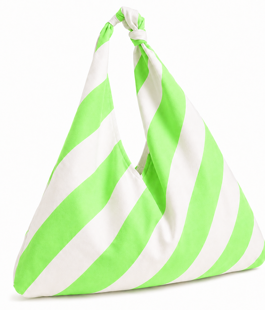 Borsa Modello Jacqueline  Righe Bianco/Salvia