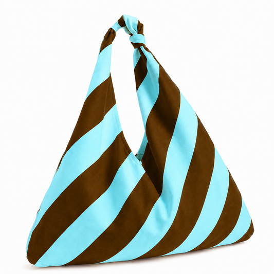 Borsa Modello Jacqueline  Righe Marrone/Celeste