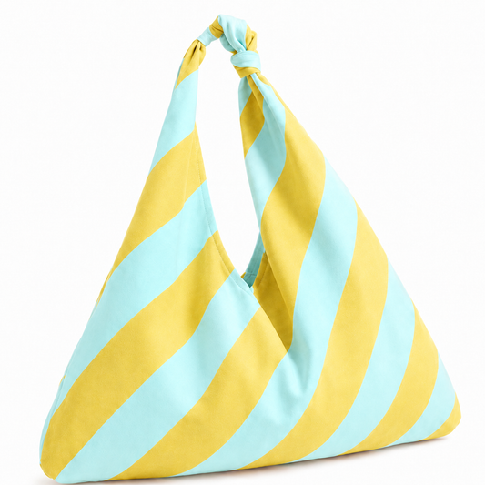 Borsa Modello Jacqueline  Righe Giallo Ocra/Celeste