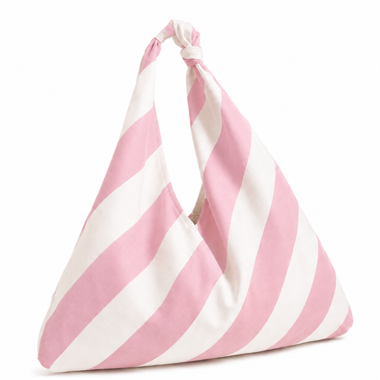Borsa Modello Jacqueline  Righe Bianco/Cipria Chiaro