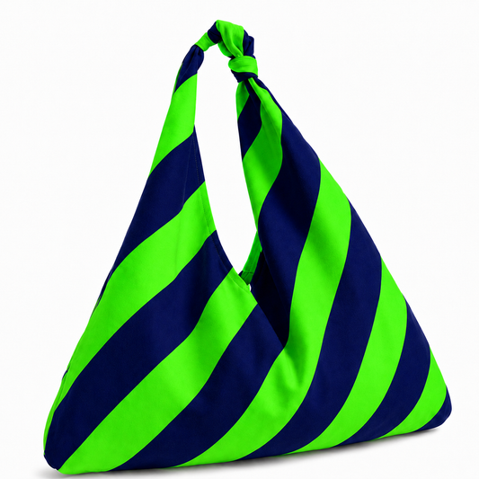 Borsa Modello Jacqueline  Righe Verde Fluo/Blu Notte