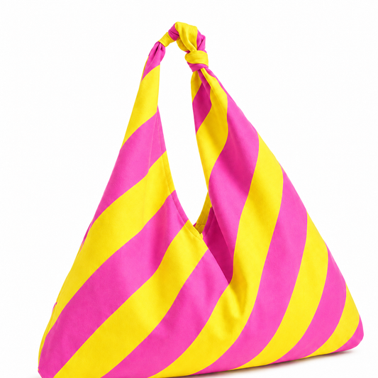 Borsa Modello Jacqueline  Righe Giallo/Fucsia