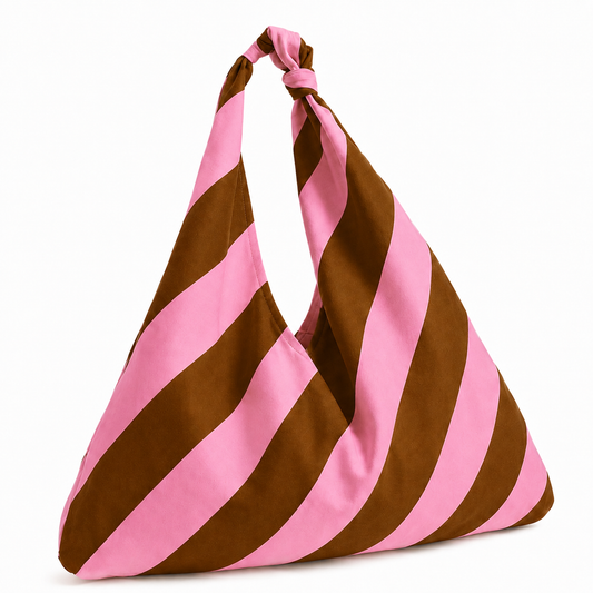 Borsa Modello Jacqueline  Righe Marrone/Rosa