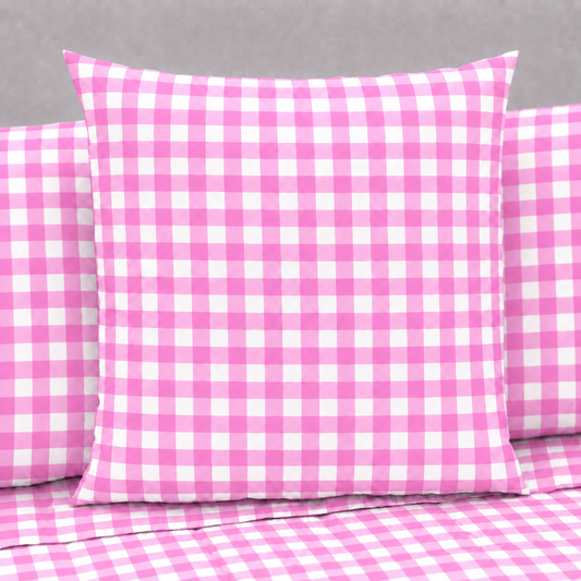 Cuscini, Copricuscini Divano, Cuscini Arredo in Stampa Digitale A Quadretti Fucsia