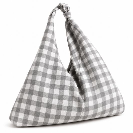 Borsa Modello Jacqueline  A Quadretti Grigio Chiaro