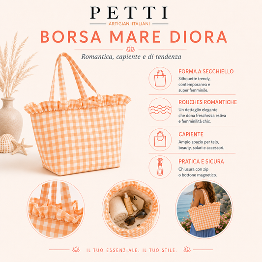 Borsa Modello Diora A Quadretti Arancione