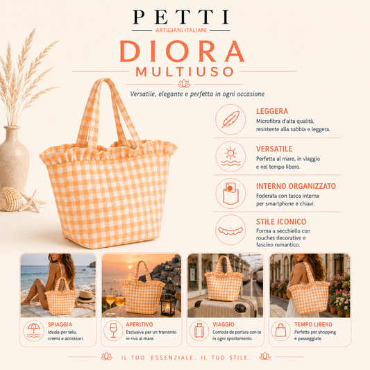 Borsa Modello Diora A Quadretti Beige