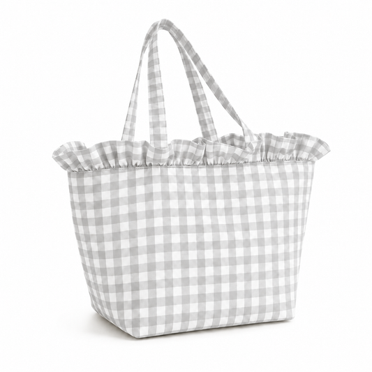 Borsa Modello Diora A Quadretti Grigio Chiaro