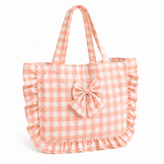 Borsa Modello Riviera A Quadretti Corallo