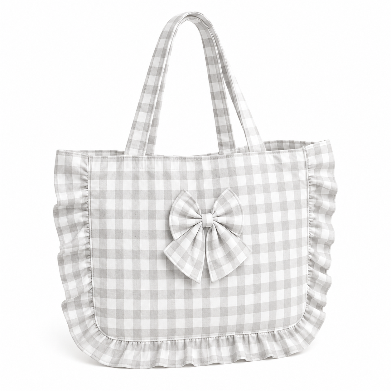 Borsa Modello Riviera A Quadretti Grigio Chiaro