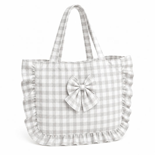 Borsa Modello Riviera A Quadretti Grigio Chiaro