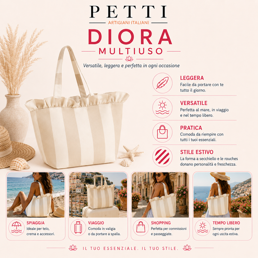 Borsa Modello Diora Righe Fucsia/Rosa