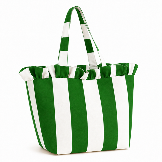 Borsa Modello Diora Righe Bianco/Verde Scuro