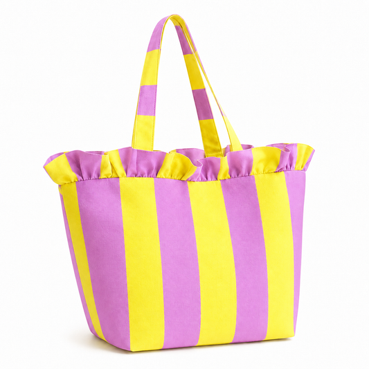 Borsa Modello Diora Righe Giallo/Lilla