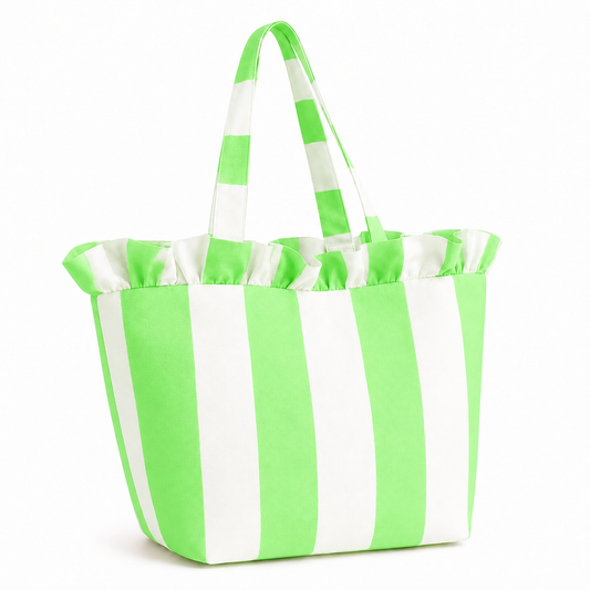 Borsa Modello Diora Righe Bianco/Salvia