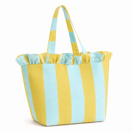 Borsa Modello Diora Righe Giallo Ocra/Celeste