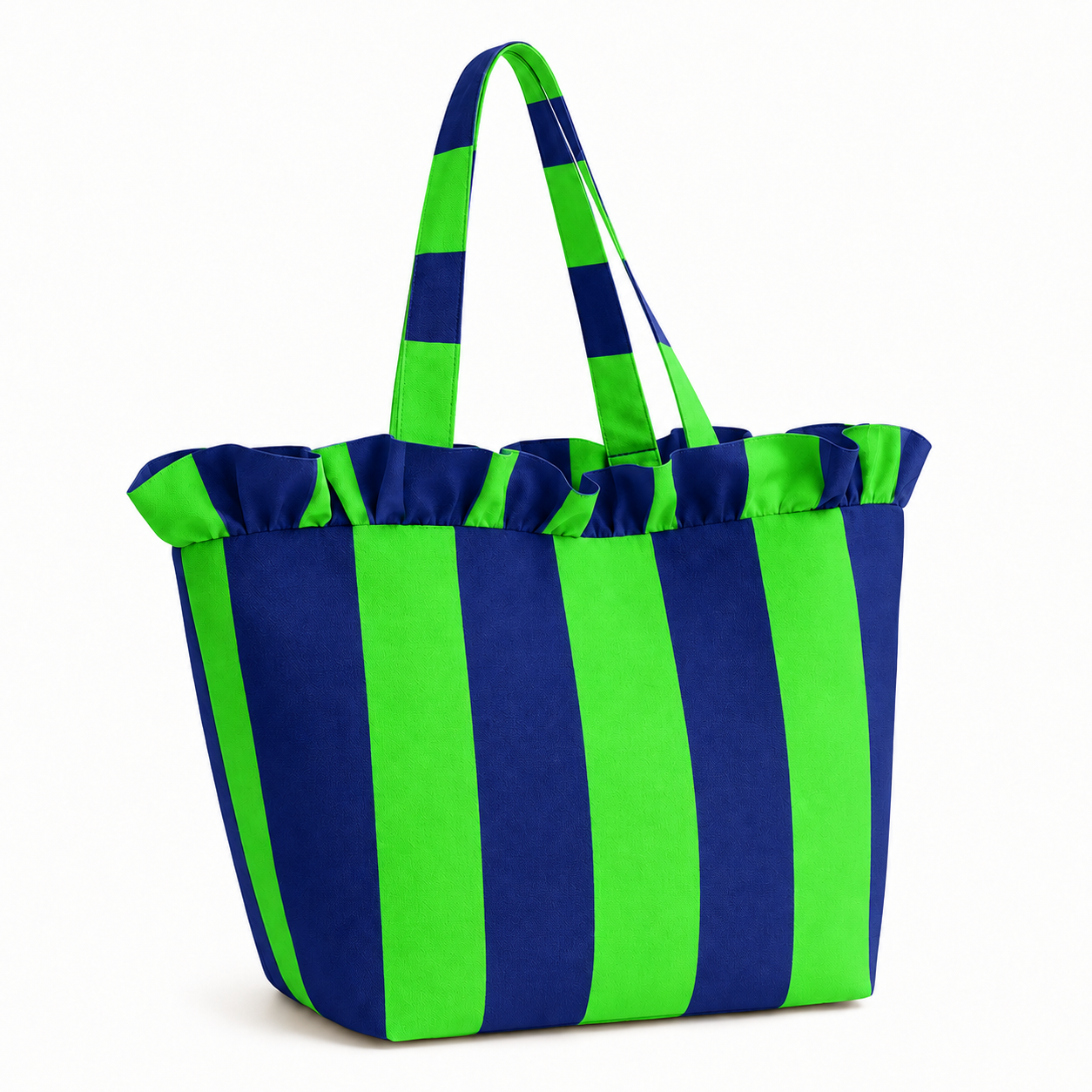 Borsa Modello Diora Righe Verde Fluo/Blu Notte