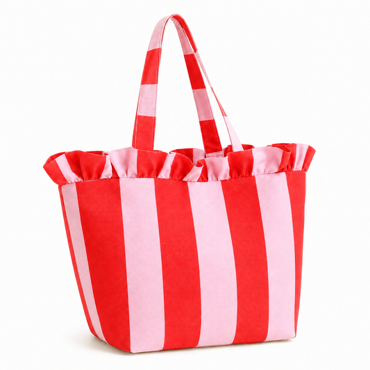 Borsa Modello Diora Righe Rosa/Rosso