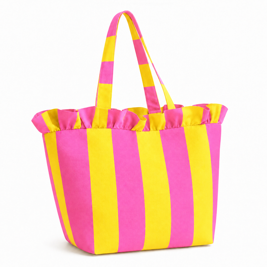 Borsa Modello Diora Righe Giallo/Fucsia