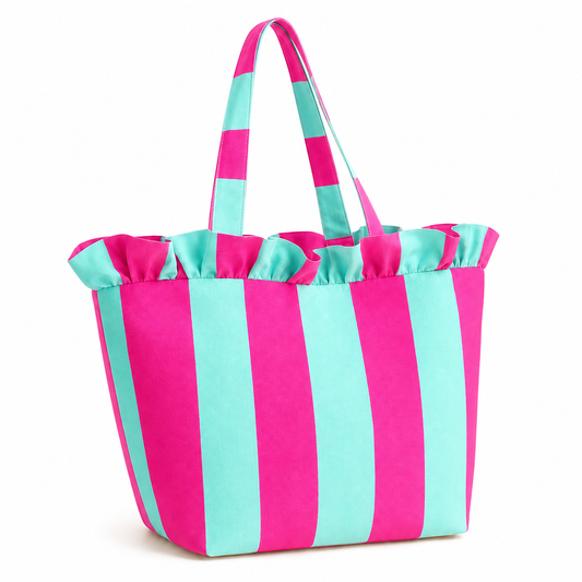 Borsa Modello Diora Righe Tiffany/Fucsia