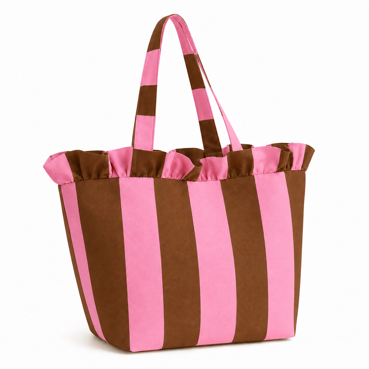 Borsa Modello Diora Righe Marrone/Rosa
