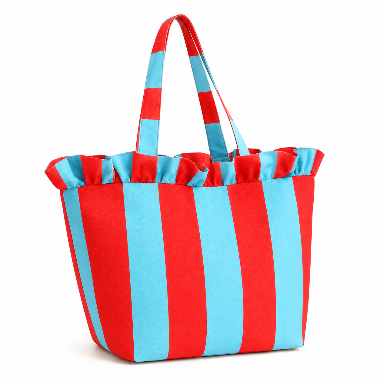 Borsa Modello Diora Righe Celeste/Rosso