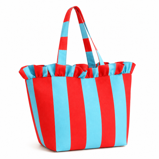 Borsa Modello Diora Righe Celeste/Rosso