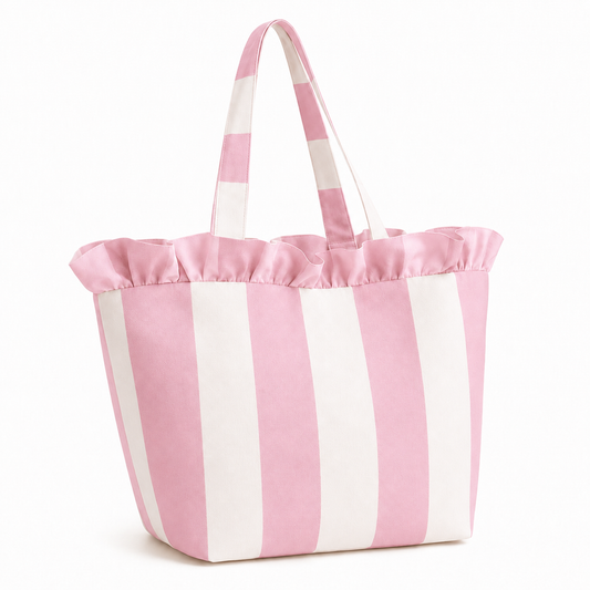 Borsa Modello Diora Righe Bianco/Cipria Chiaro
