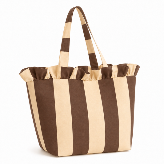 Borsa Modello Diora Righe Marrone/Beige