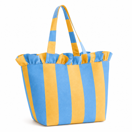 Borsa Modello Diora Righe Giallo/Celeste