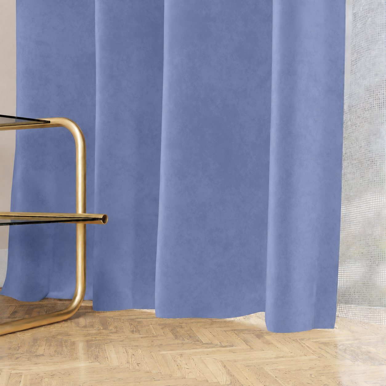 Tenda a Pannello in Velluto per Interni con Anelli, 140x280 cm Celeste Carta da Zucchero