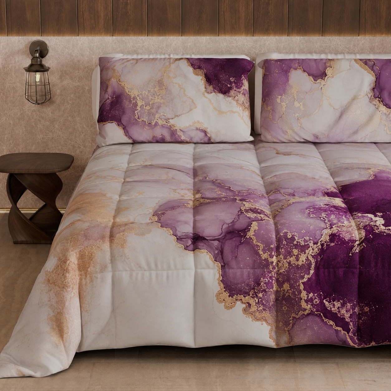 Piumone, Trapunta Matrimoniale, Singola, Piazza e Mezza, Marble 01 Viola