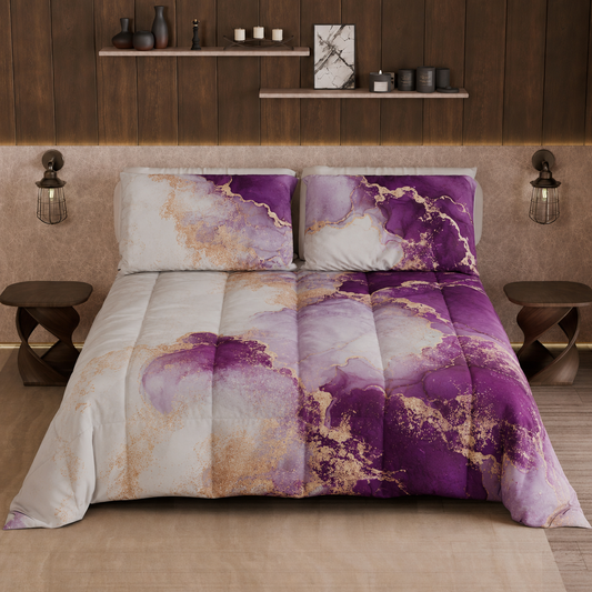 Piumone, Trapunta Matrimoniale, Singola, Piazza e Mezza, Marble 01 Viola