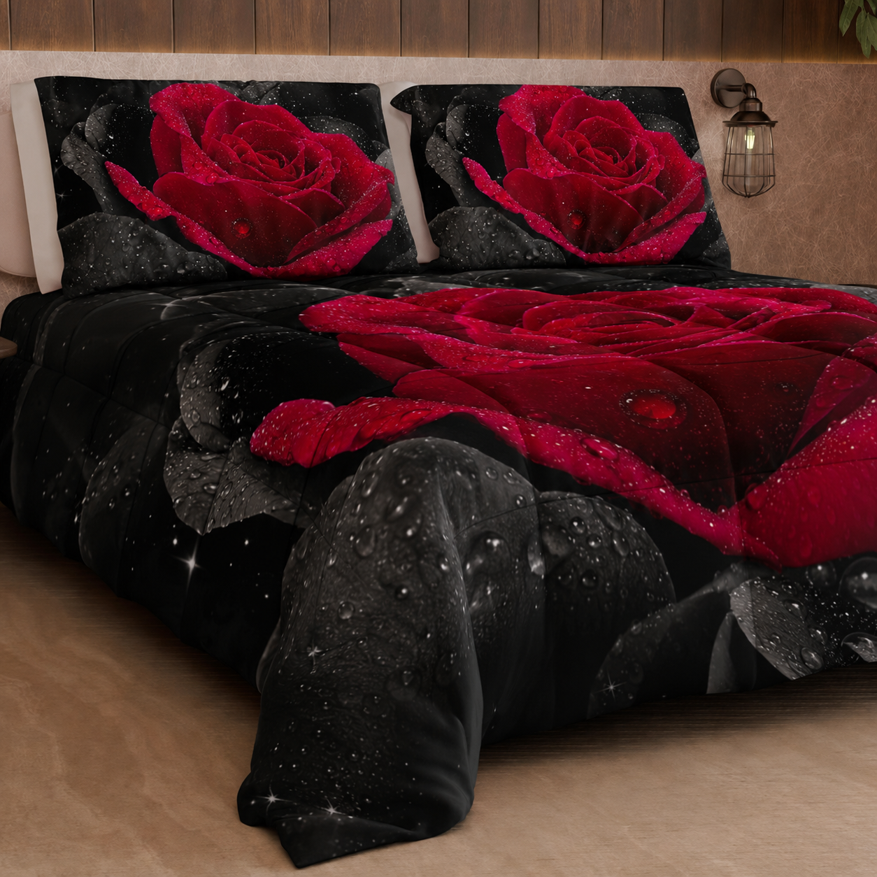 Duvet, Double, Single, Queen and Half Quilt, Black Roses