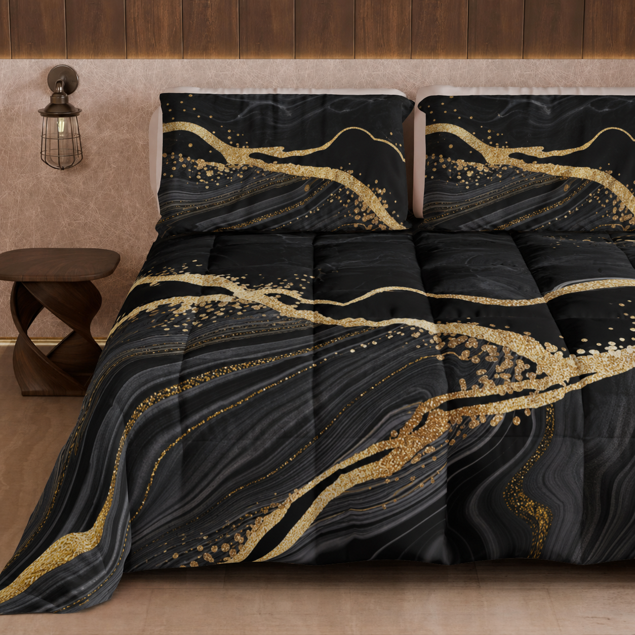 Couette, Couette Double, Simple, Une Place et Demi, Marble 07 Noir