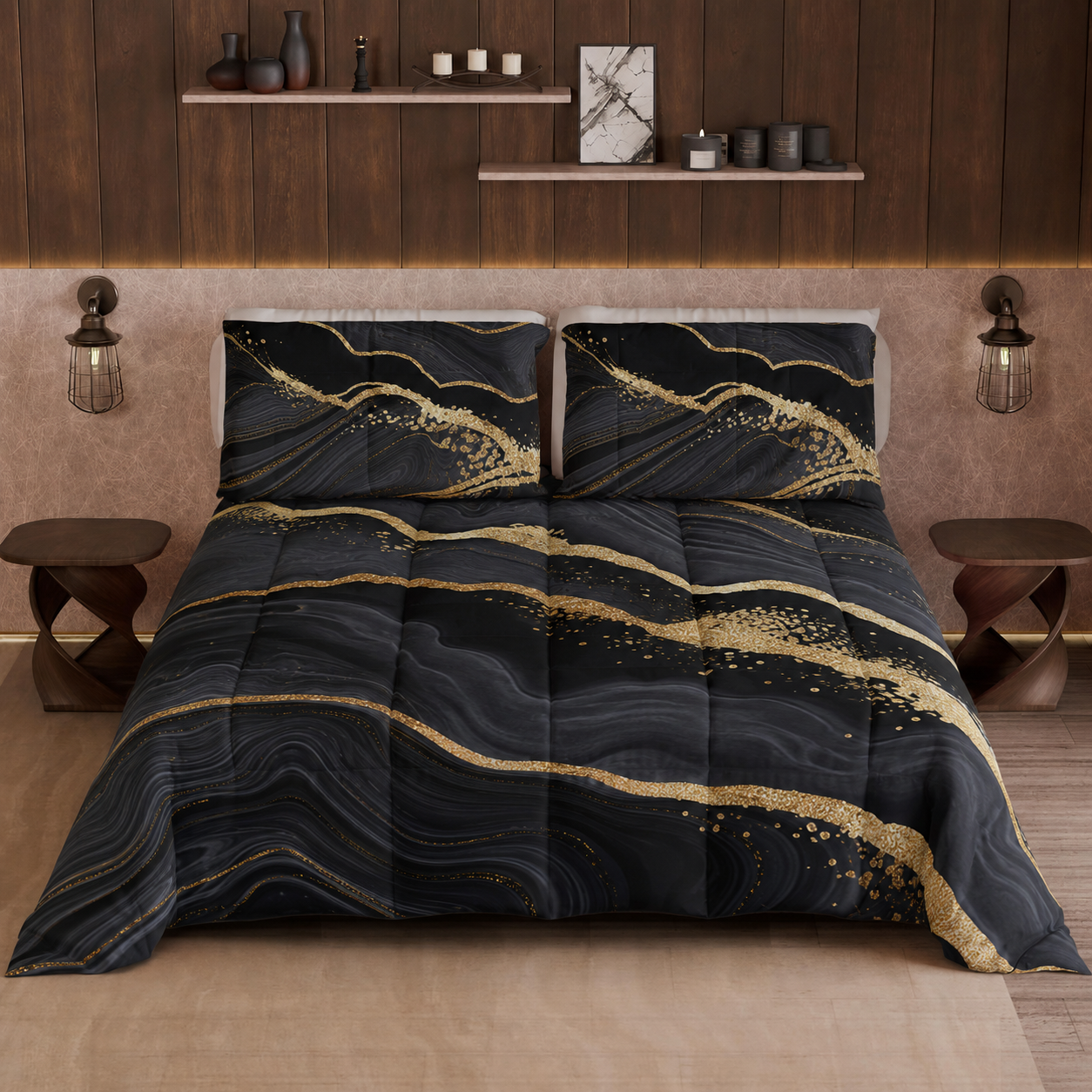 Couette, Couette Double, Simple, Une Place et Demi, Marble 07 Noir
