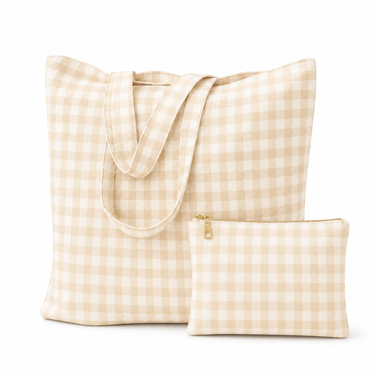 Collezione Mare in Stampa Digitale A Quadretti Beige