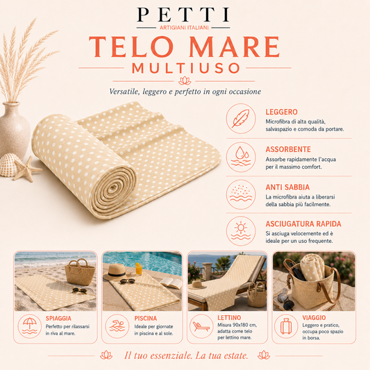 Telo Mare Microfibra, Asciugamano Mare, Telo per Lettino Pois 02