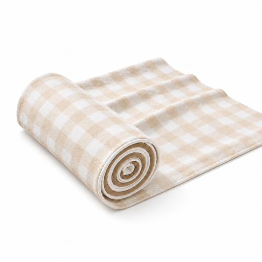 Telo Mare Microfibra, Asciugamano Mare, Telo per Lettino A Quadretti Beige