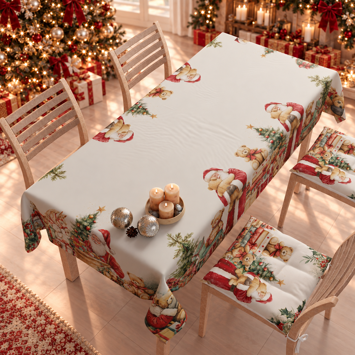 Tovaglia Natalizia, Tovaglia da tavola Antimacchia, Copritavolo da Cucina Sweet Santa
