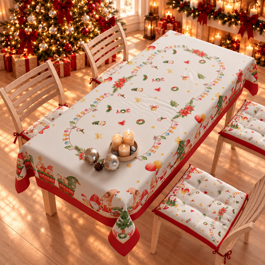 Nappe de Noël, nappe de table anti-taches, protection de table de cuisine Gnome