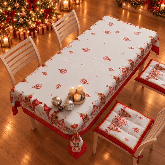 Nappe de Noël, Nappe de Table Anti-taches, Housse de Table de Cuisine Cirque