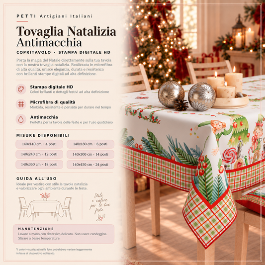 Nappe de Noël, nappe de table anti-taches, protection de table de cuisine Noël