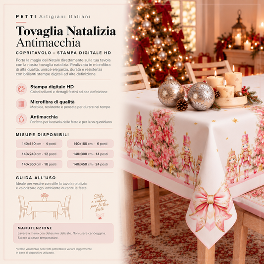Nappe de Noël, Nappe de Table Anti-taches, Housse de Table de Cuisine Casse-Noisette Rose