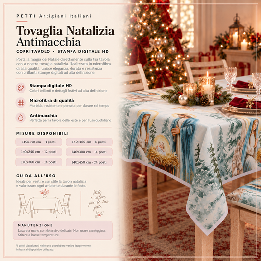 Tovaglia Natalizia, Tovaglia da tavola Antimacchia, Copritavolo da Cucina Miracolo