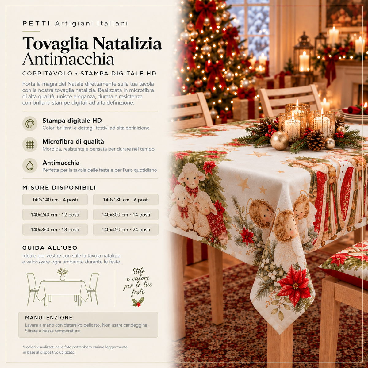 Tovaglia Natalizia, Tovaglia da tavola Antimacchia, Copritavolo da Cucina Jesus 02