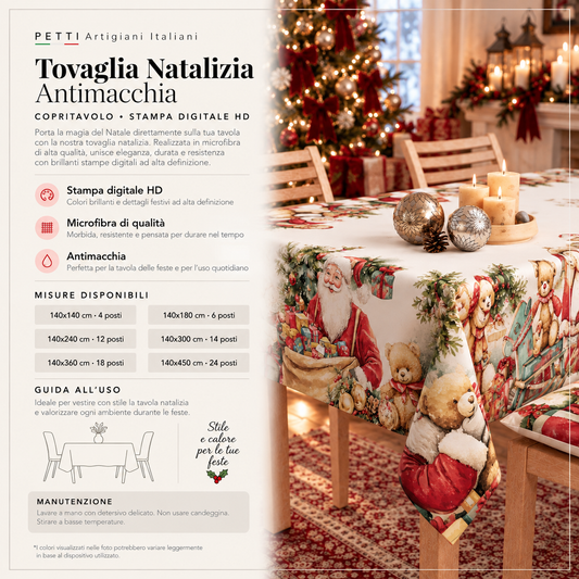 Tovaglia Natalizia, Tovaglia da tavola Antimacchia, Copritavolo da Cucina Sweet Santa